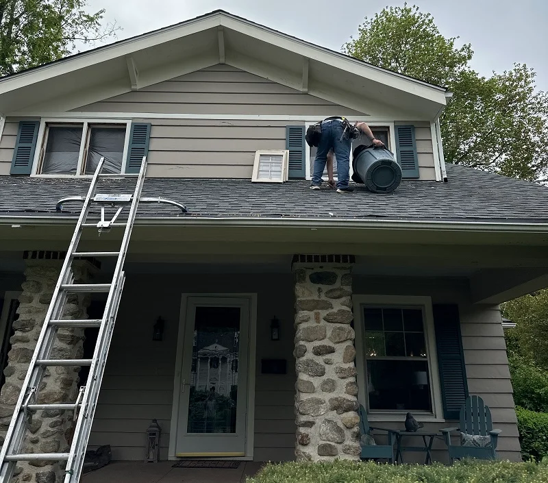 Window Solutions Plus master installer removing old double hung window in Fairfield,CT